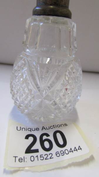 A glass perfume bottle with silver collar and original stopper. - Image 2 of 3