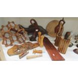 A mixed lot of wooden items including wine rack, COLLECT ONLY.