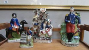 Four Staffordshire figures, COLLECT ONLY.