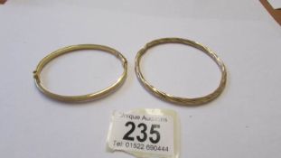 Two 9ct gold bangles, 9 grams.