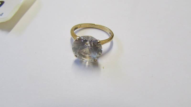 A 9ct gold ring set large clear stone, size N. - Image 2 of 3