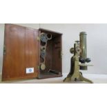A cases brass microscope, COLLECT ONLY