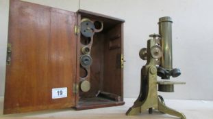 A cases brass microscope, COLLECT ONLY