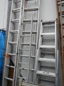 A quantity of aluminium ladders and a step ladder, COLLECT ONLY.