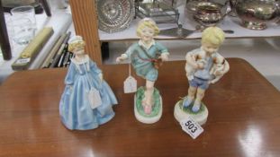 Three Royal Worcester figurines.