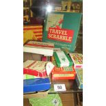 A mixed lot of playing cards, Travel scrabble etc.,