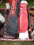 A quantity of golf clubs and trolley, COLLECT ONLY.