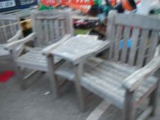 A double wooden garden seat with table, COLLECT ONLY.