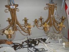 Two metal ceiling lights and other metal ware. COLLECT ONLY.