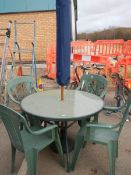 A garden table and four chairs. COLLECT ONLY.