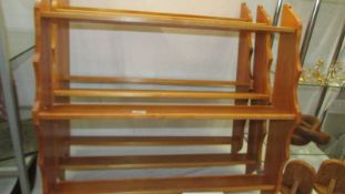 Three pine wall hanging kitchen shelves, COLLECT ONLY.