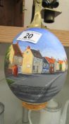 An ostrich egg decorated with a scene of Navenby, COLLECT ONLY.