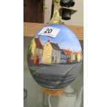 An ostrich egg decorated with a scene of Navenby, COLLECT ONLY.