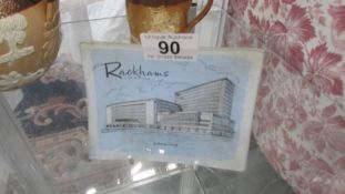 A glass pin dish with image of Rackham's, Birmingham.