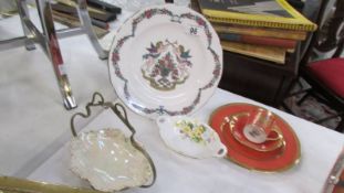 A Limoges France trio, a Spode plate, Wedgwood dish etc.,