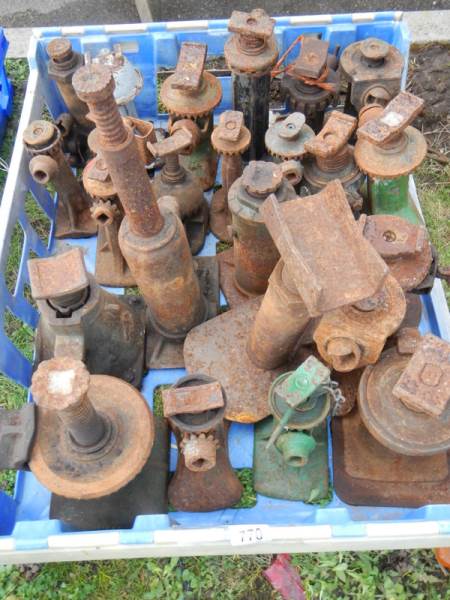 A large quantity of old car jacks, COLLECT ONLY.