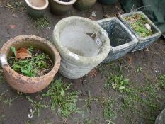 A pair of plant pots and two others, COLLECT ONLY.