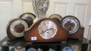 Five old mantel clocks, COLLECT ONLY.