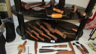 A good lot of vintage tools including drill, planes etc.,