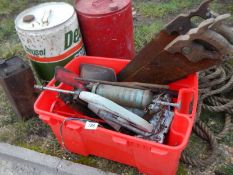 A quantity of tins and a box of tools, COLLECT ONLY.