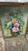 An oil on board of flowers COLLECT ONLY.