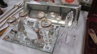 Two glass trays and a quantity of glasses. COLLECT ONLY.