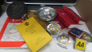 A mixed lot including AA badges, AA manuals, car lamps etc., COLLECT ONLY.