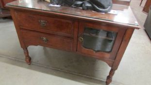An Edwardian bedroom chest with glazed door, 104 x 45 x 74 cm high, COLLECT ONLY.