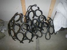 Three blacksmith made recycled horse shoe wall planters, COLLECT ONLY.