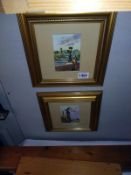 Two glazed and gilt framed watercolour pictures of Budapest scenes by unknown. Both 28cm x 28cm