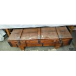 A vintage pine tool storage box 121cm x 41cm x height 35cm, COLLECT ONLY.