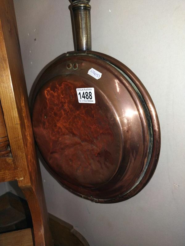 A Victorian copper warming pan. - Image 2 of 2