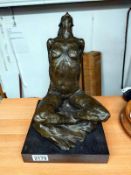 A large heavy bronze figure of a lady. COLLECT ONLY.