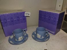 2 boxed Wedgwood jasper ware cups and saucers