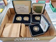 A cased silver proof UK Â£2 two coin set 1997 - 98 & DNA 2003 & 1997 Britannia silver proof 20 pence