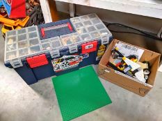 Large plastic tool box of Lego including many mini figures