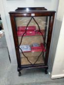An Edwardian display cabinet with astral glazed door. 59cm x 32cm 121cm. COLLECT ONLY