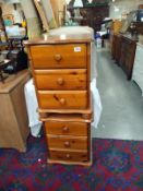 A pair of pine bedside chest of drawers. 46cm x 38cm x Height 61cm. COLLECT ONLY.