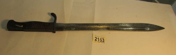 A German WW2 bayonet, W H Holler, Solingen, 50 cm long, blade 36 cm. COLLECT ONLY