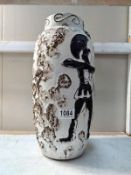A large German pottery vase. 553-38 with a Roman archer on both sides Height 38cm.