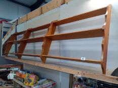 3 pine kitchen wall shelves or hobby display shelves. COLLECT ONLY.