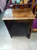 A dark wood stained cupboard. 58cm x 39cm x Height 76cm. COLLECT ONLY.