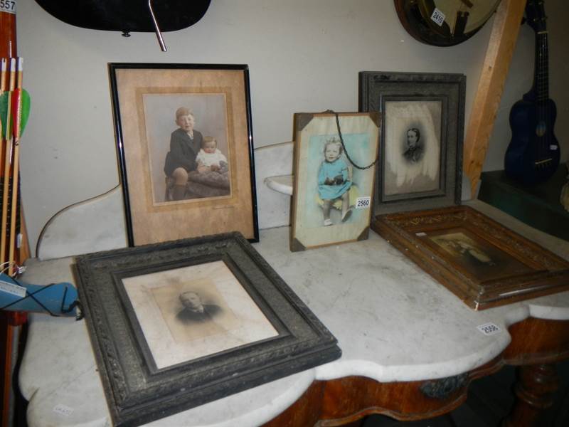 Five vintage framed portrait photographs, COLLECT ONLY.