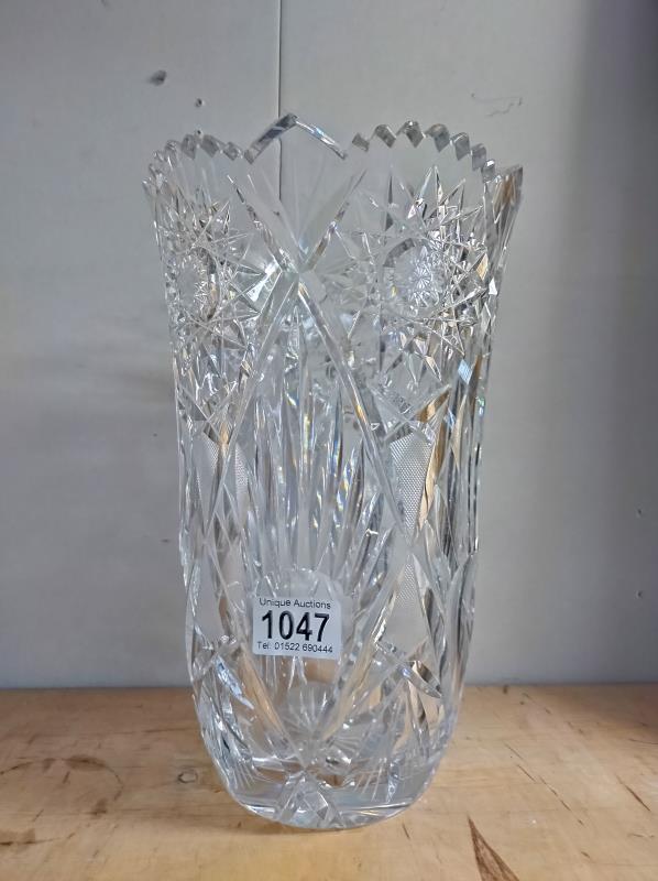 A large cut glass vase, COLLECT ONLY.