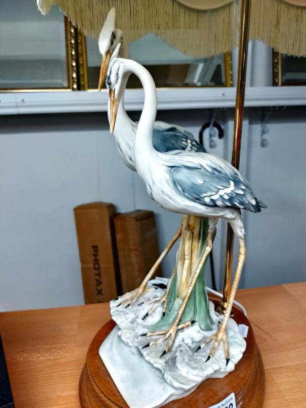 A table lamp featuring a pair of Herons. Signed R. Pennati Height approximately 79cm - Image 2 of 5