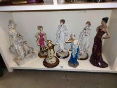 7 ornate lady figurines by Leonardo etc COLLECT ONLY.