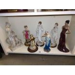 7 ornate lady figurines by Leonardo etc COLLECT ONLY.