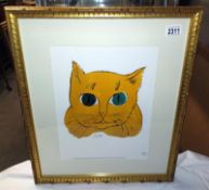 Andy Warhol (1928-1987) Lithographic print of a cat (Sam) , published by Neues.