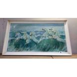 A retro white framed picture 'The Wild White Horses' COLLECT ONLY.