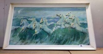 A retro white framed picture 'The Wild White Horses' COLLECT ONLY.
